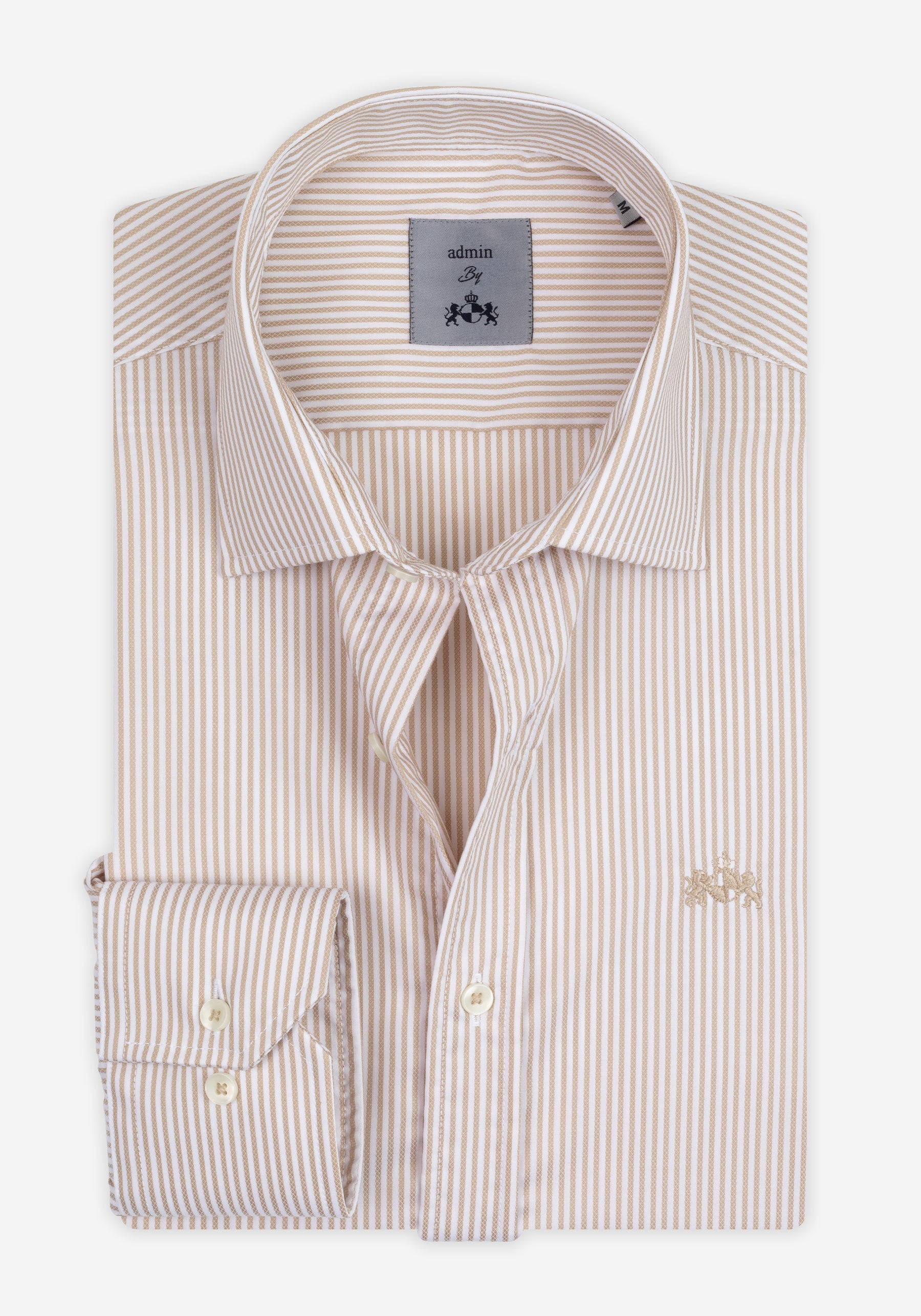 Almond Beige Stripe Basket Weave Shirt