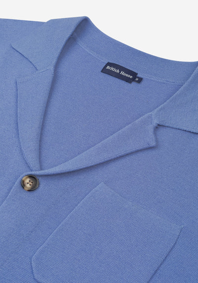 Powder Blue Merino Wool Blend Cardigan