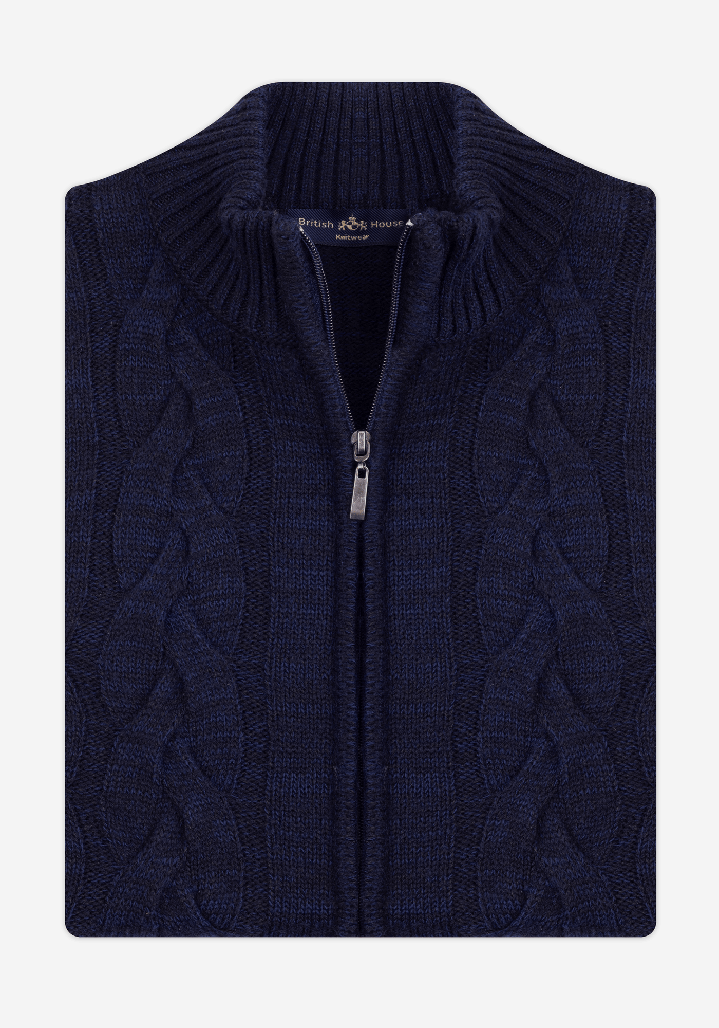Midnight Navy Braided Zipped Pullover