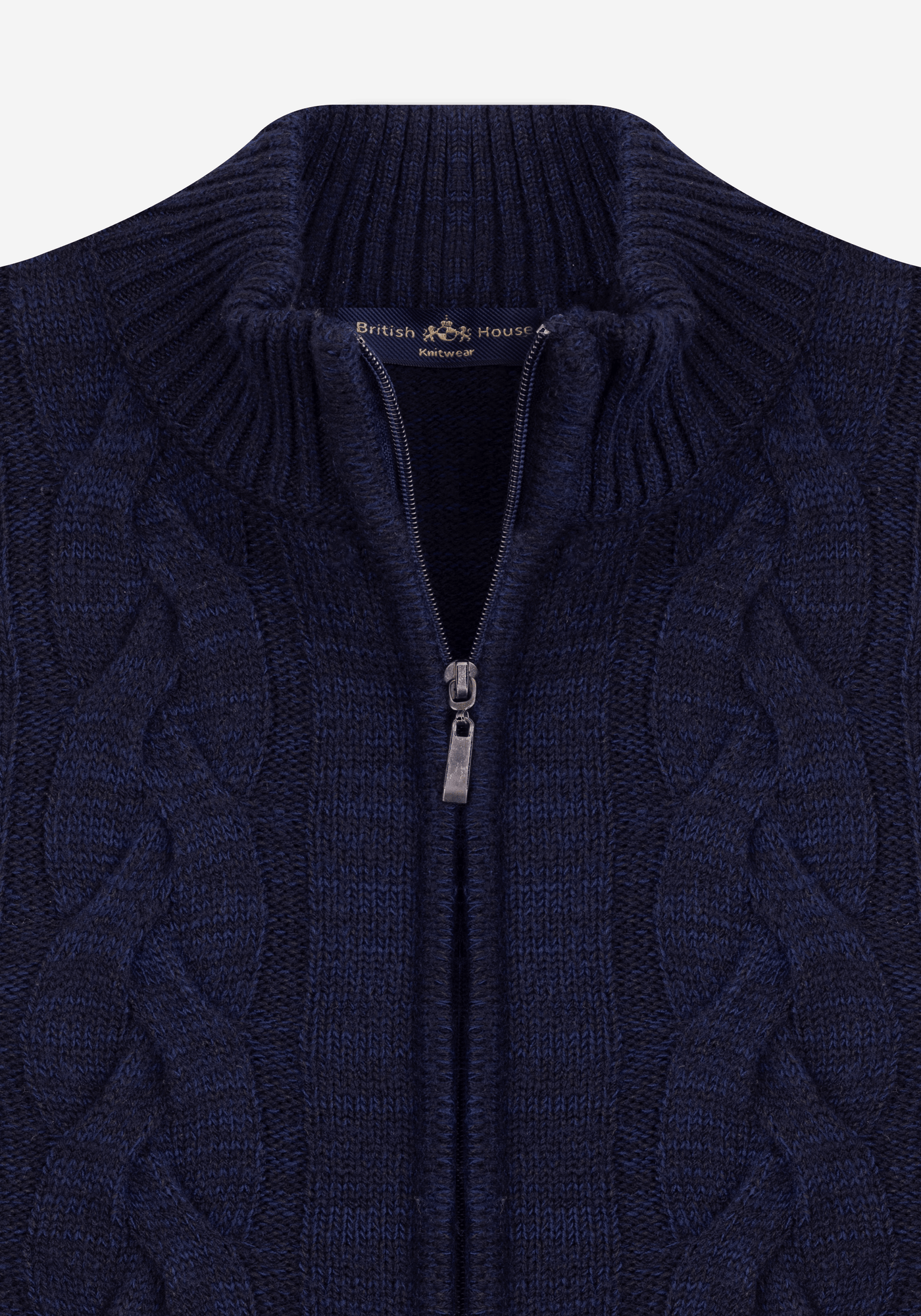Midnight Navy Braided Zipped Pullover