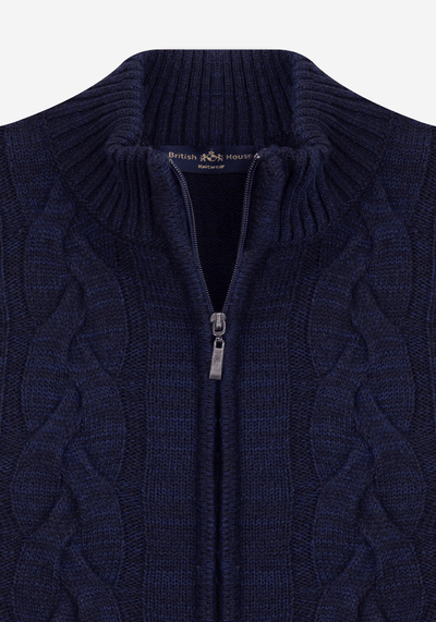 Midnight Navy Braided Zipped Pullover