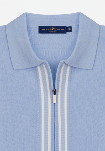 Powder Blue Zip Cotton Pullover
