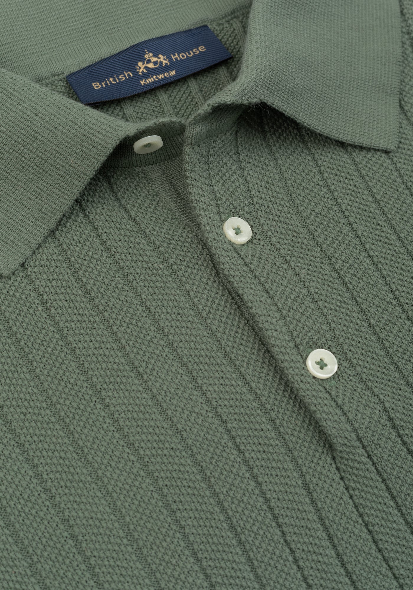 Sage Green Knitted Polo Shirt