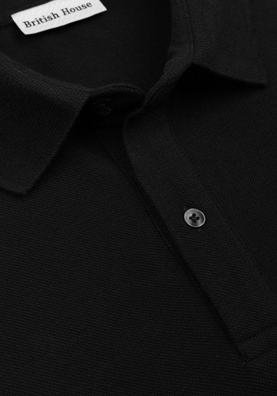 Raven Black Cotton Polo Shirt