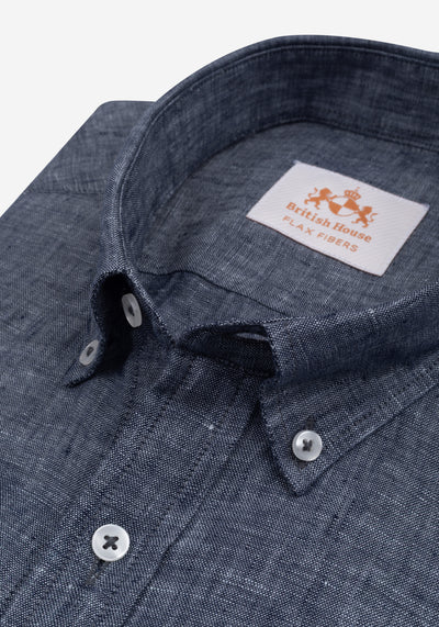 Charcoal Indigo Belgian Linen Shirt