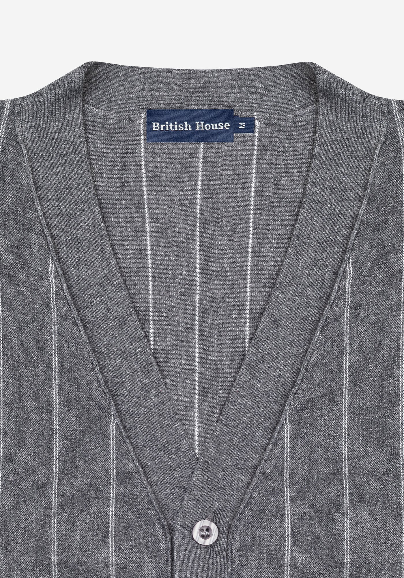 Mono Grey Stripe Merino Wool Blend Cardigan