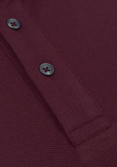 Deep Burgundy Cotton Polo Shirt