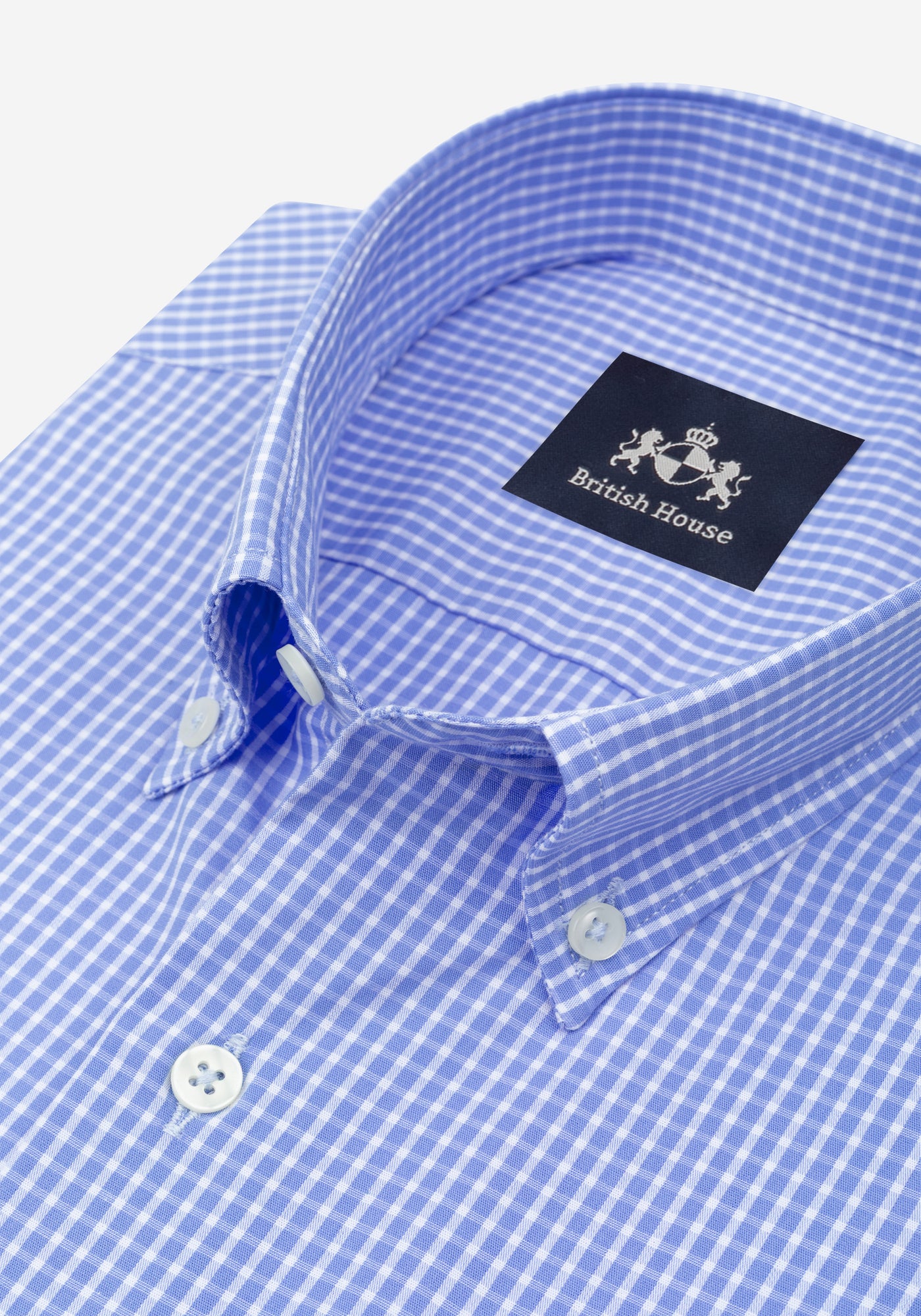 Powder Blue Checked Poplin Shirt