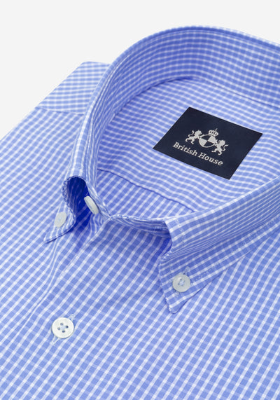 Powder Blue Checked Poplin Shirt