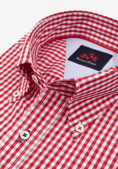 Cardinal Red Checked Poplin Shirt