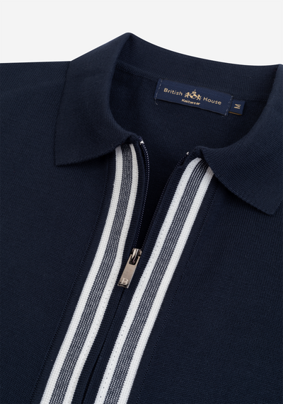 Galaxy Navy Zip Cotton Pullover