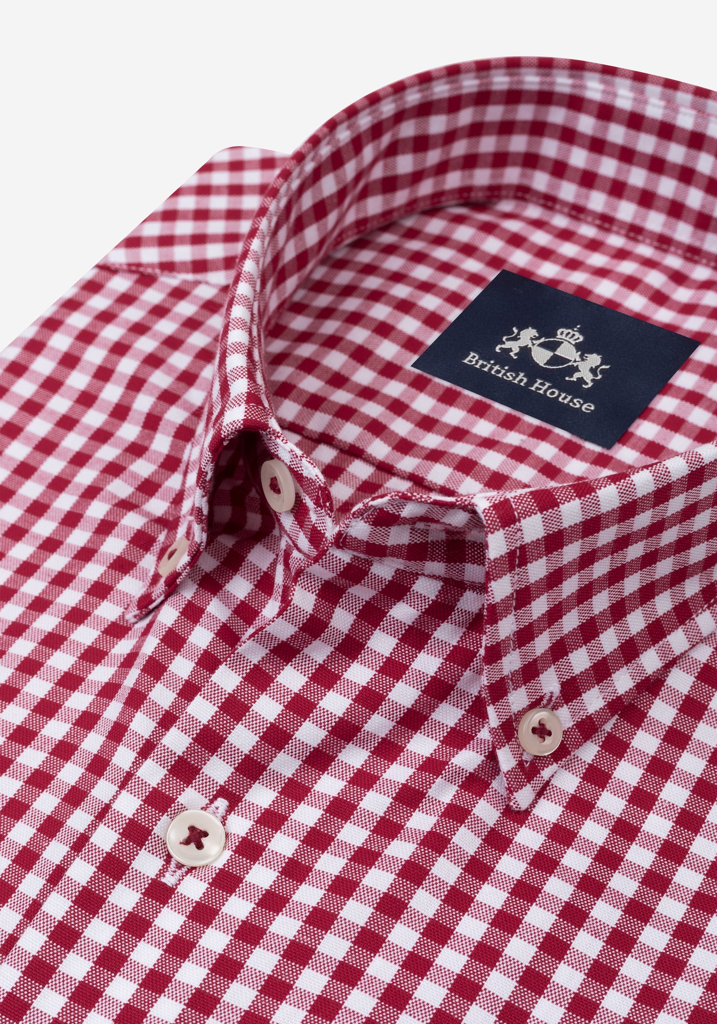 Deep Red Checked Oxford Shirt