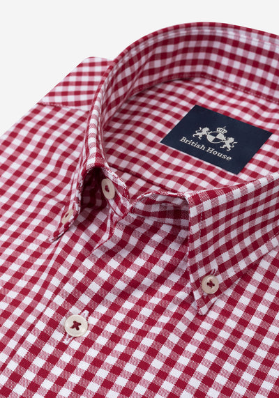 Deep Red Checked Oxford Shirt