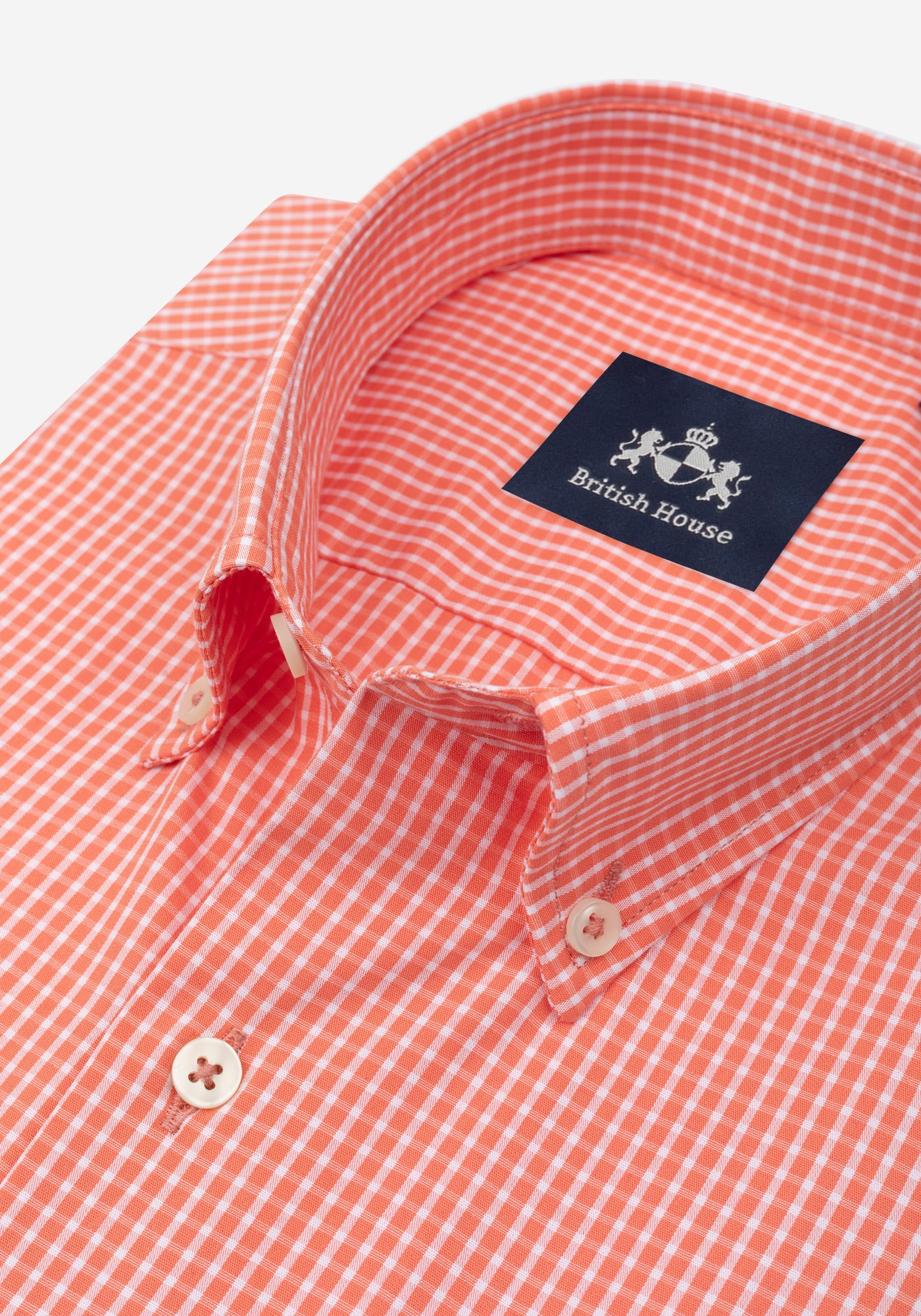 Coral Orange Checked Poplin Shirt