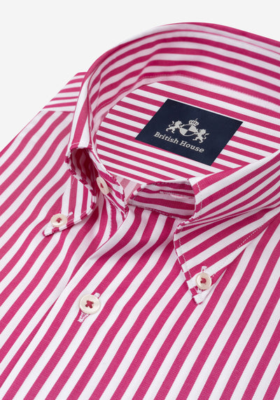 Carmine Red Stripe Signature Twill Shirt
