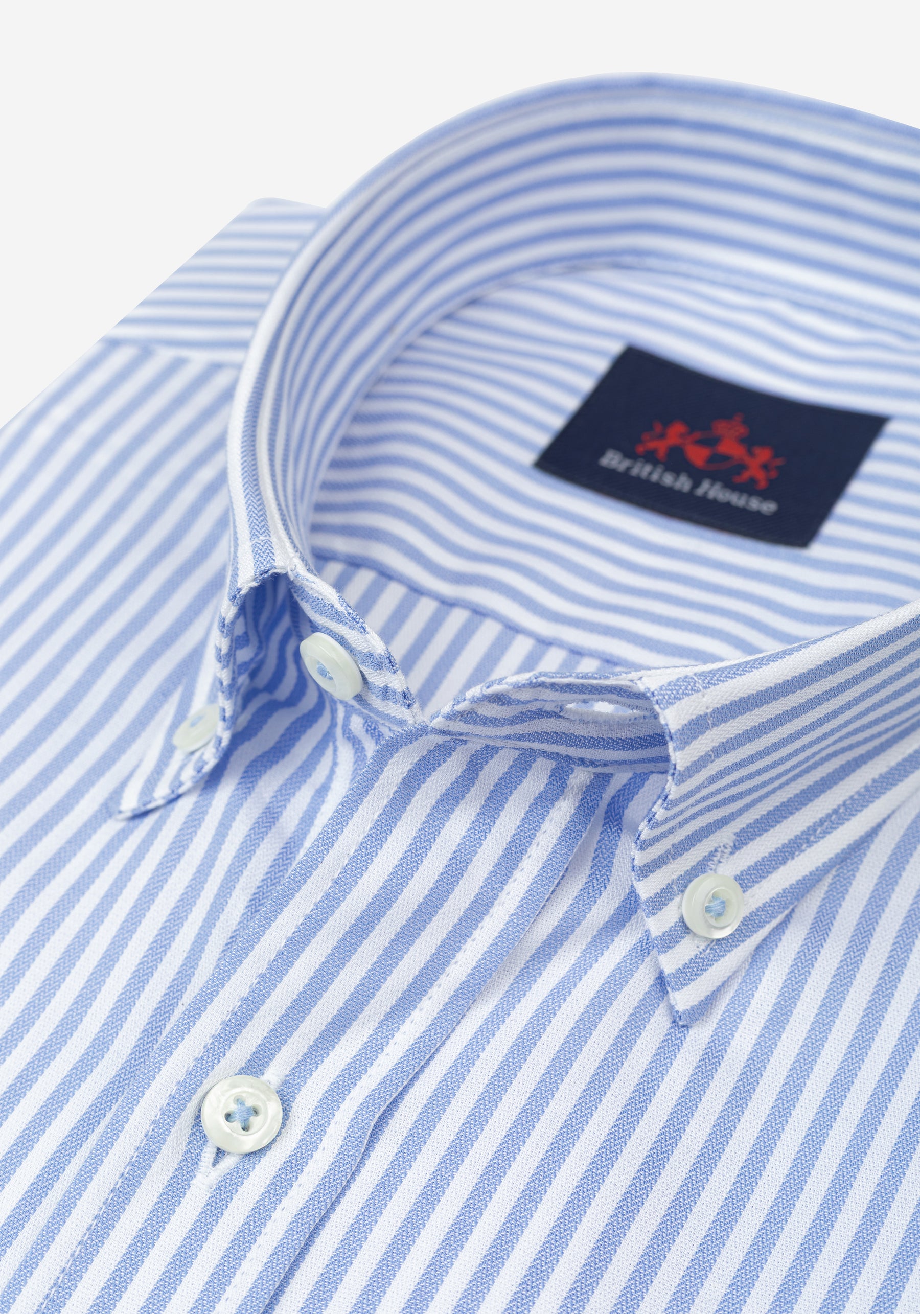 Pale Blue Stripe Herringbone Shirt