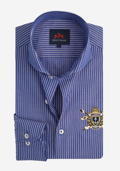 Sapphire Blue Stripe Poplin Shirt