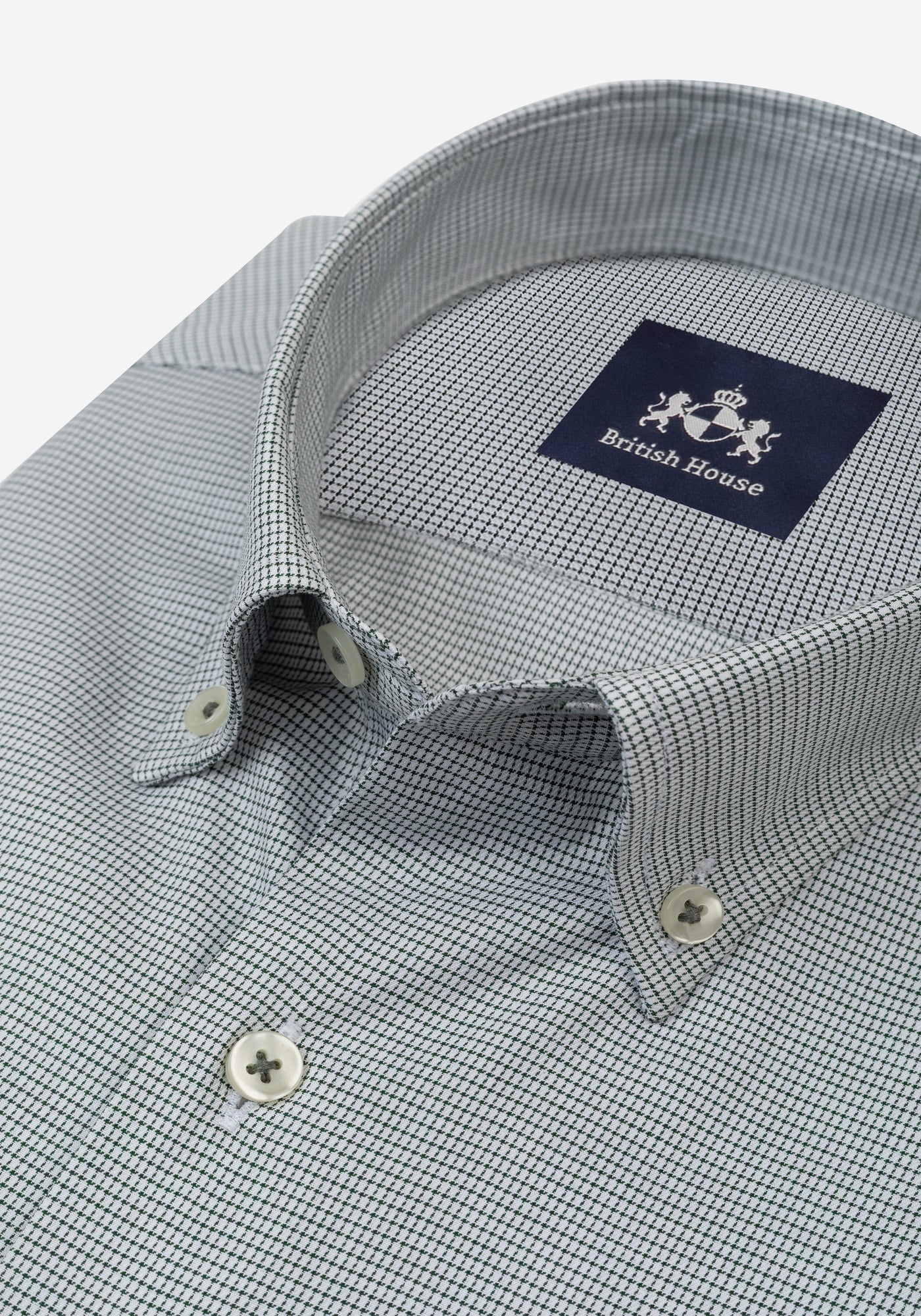 Celeste Green Checked Mini Houndstooth Shirt