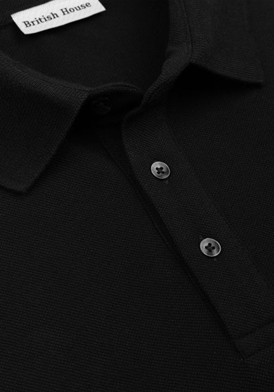 Raven Black Cotton Polo Shirt