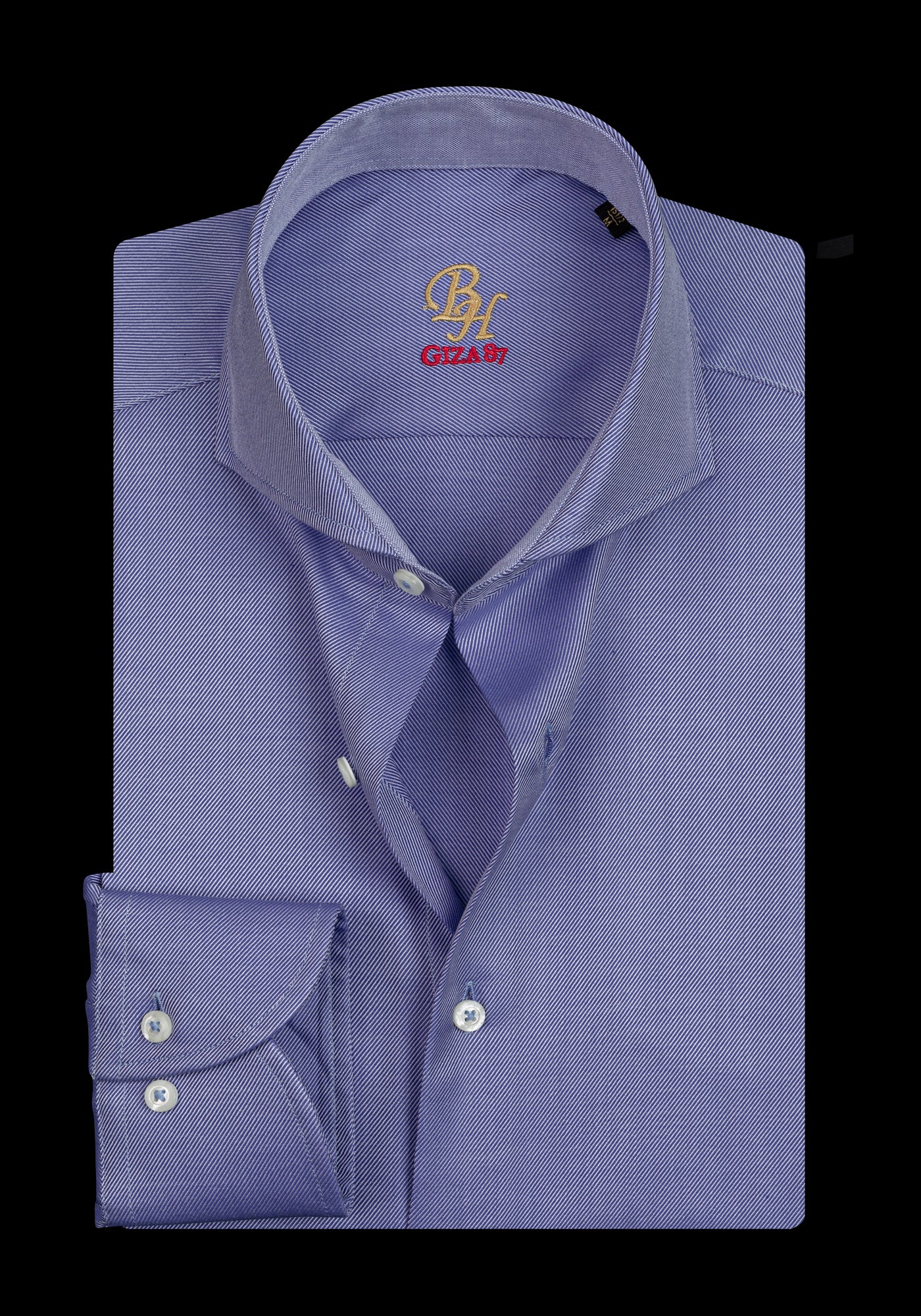 Giza 87 Cotton Silent Blue Stripe Fine Twill Shirt
