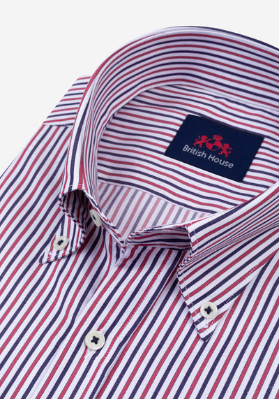 Blaze Red Navy Stripe Twill Shirt