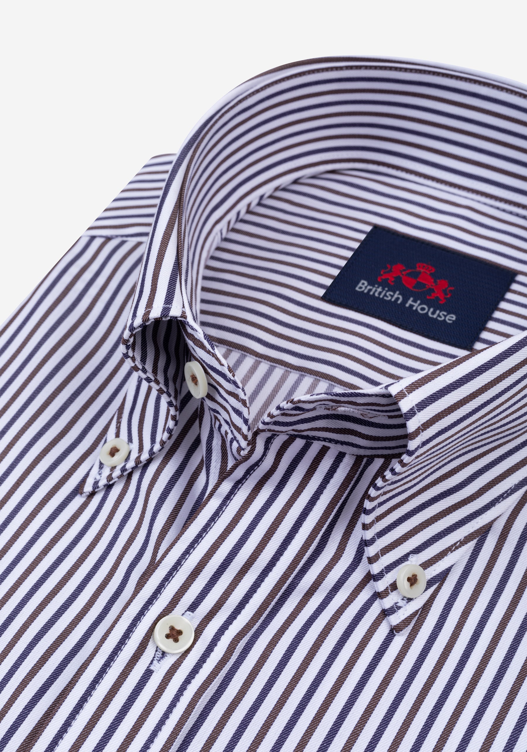 Vintage Navy Brown Stripe Twill Shirt