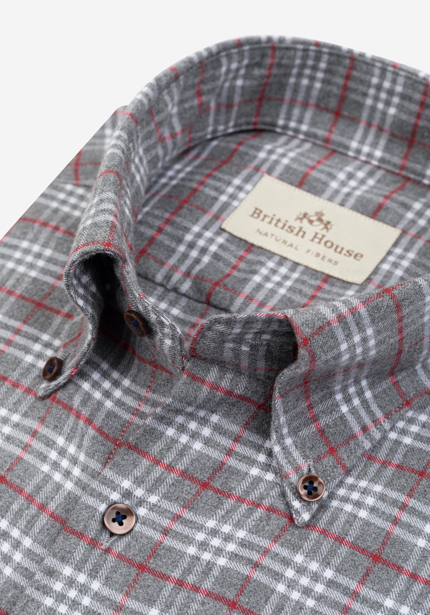Steel Red Grey Checked Flannel Shirt