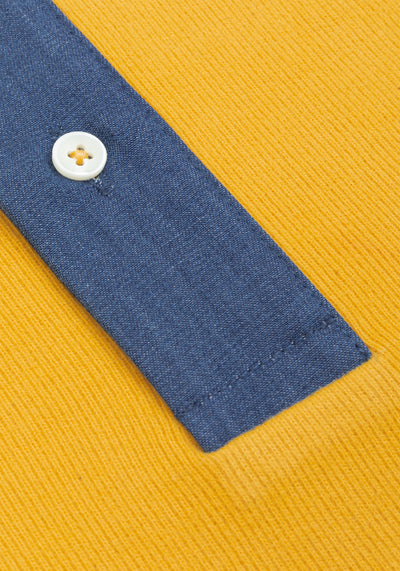 Saffron Yellow Cotton Polo Shirt - Long Sleeve