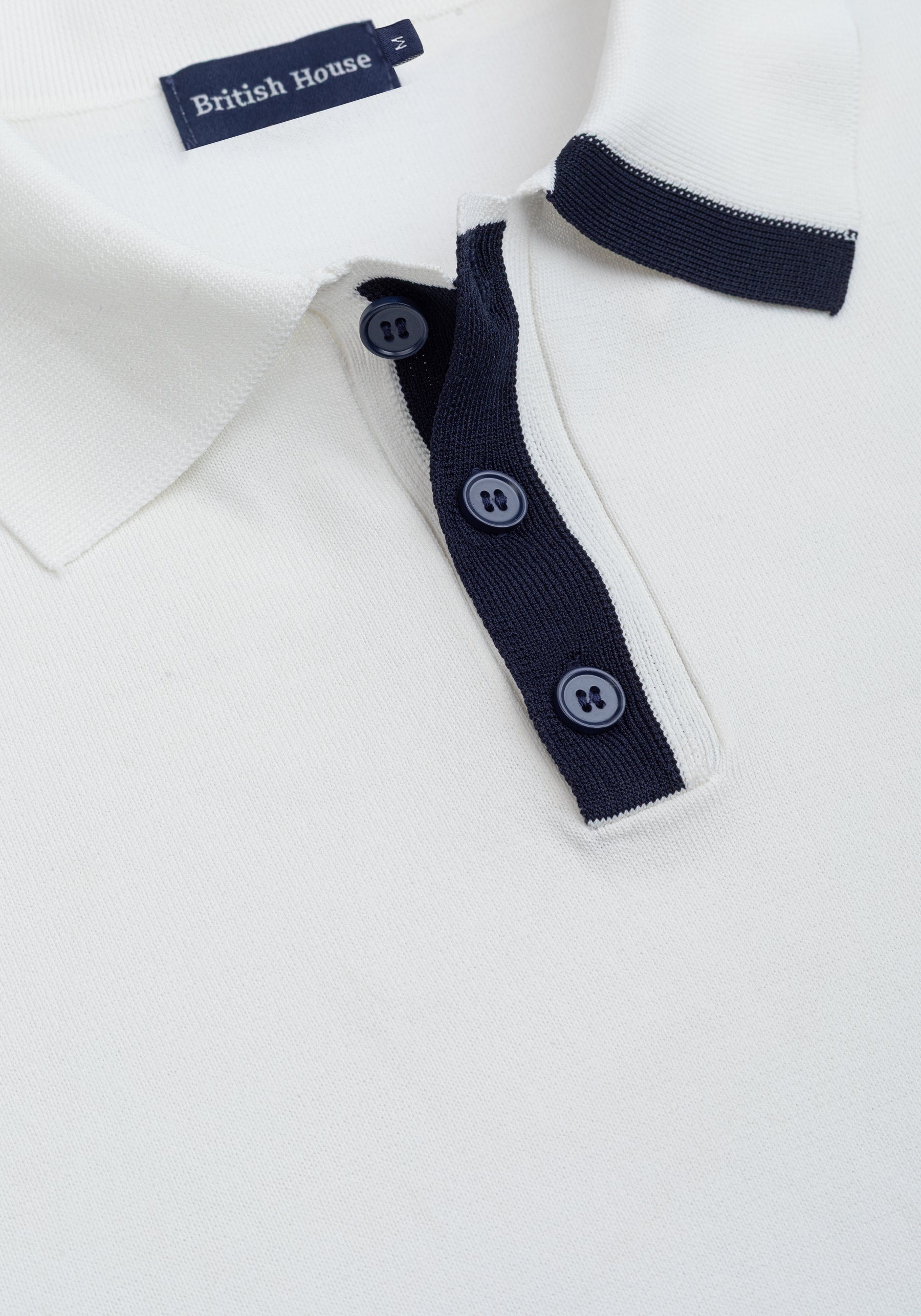Powder White Polyamide Knitted Polo Shirt