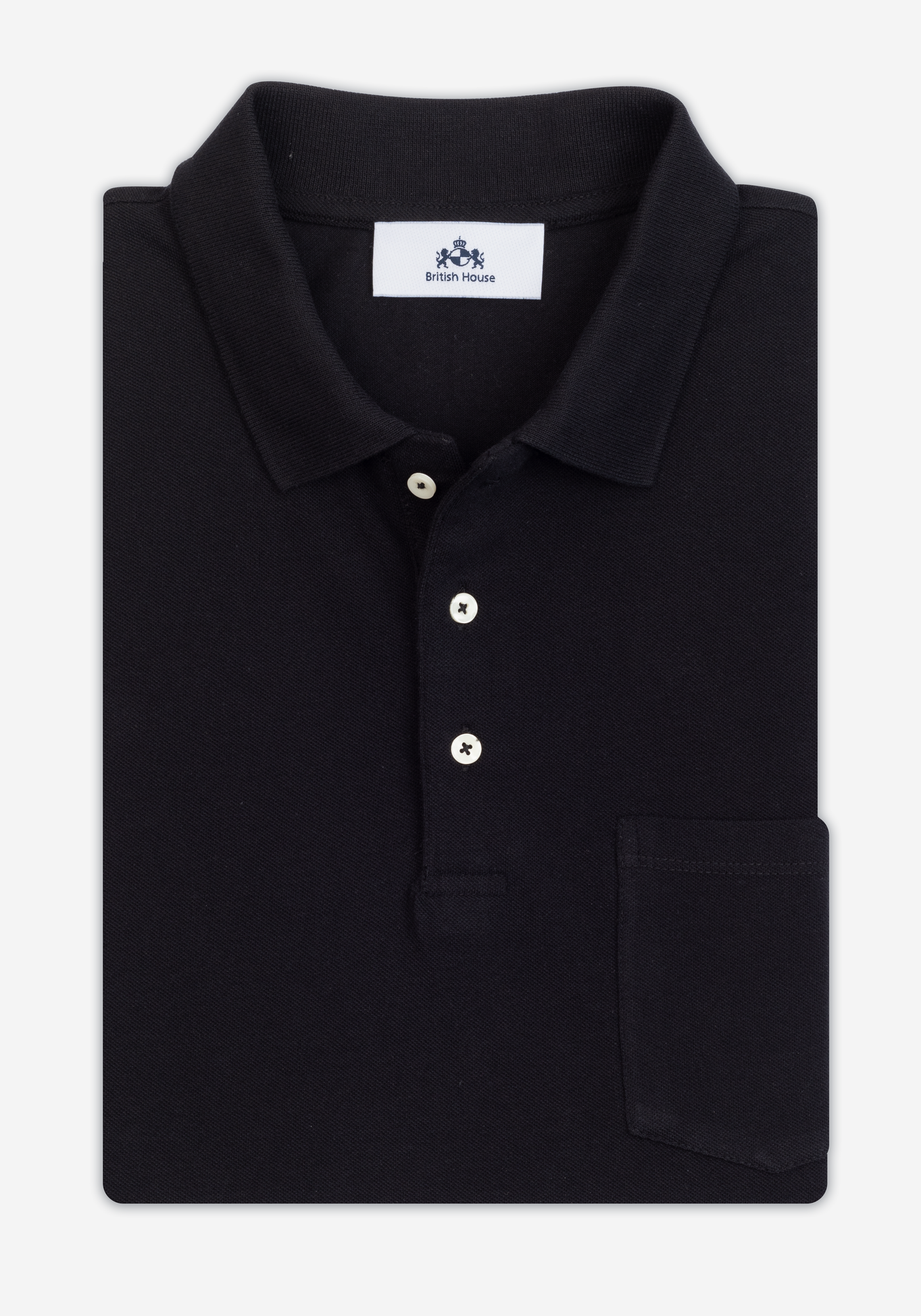 Deep Black Cotton Polo Shirt