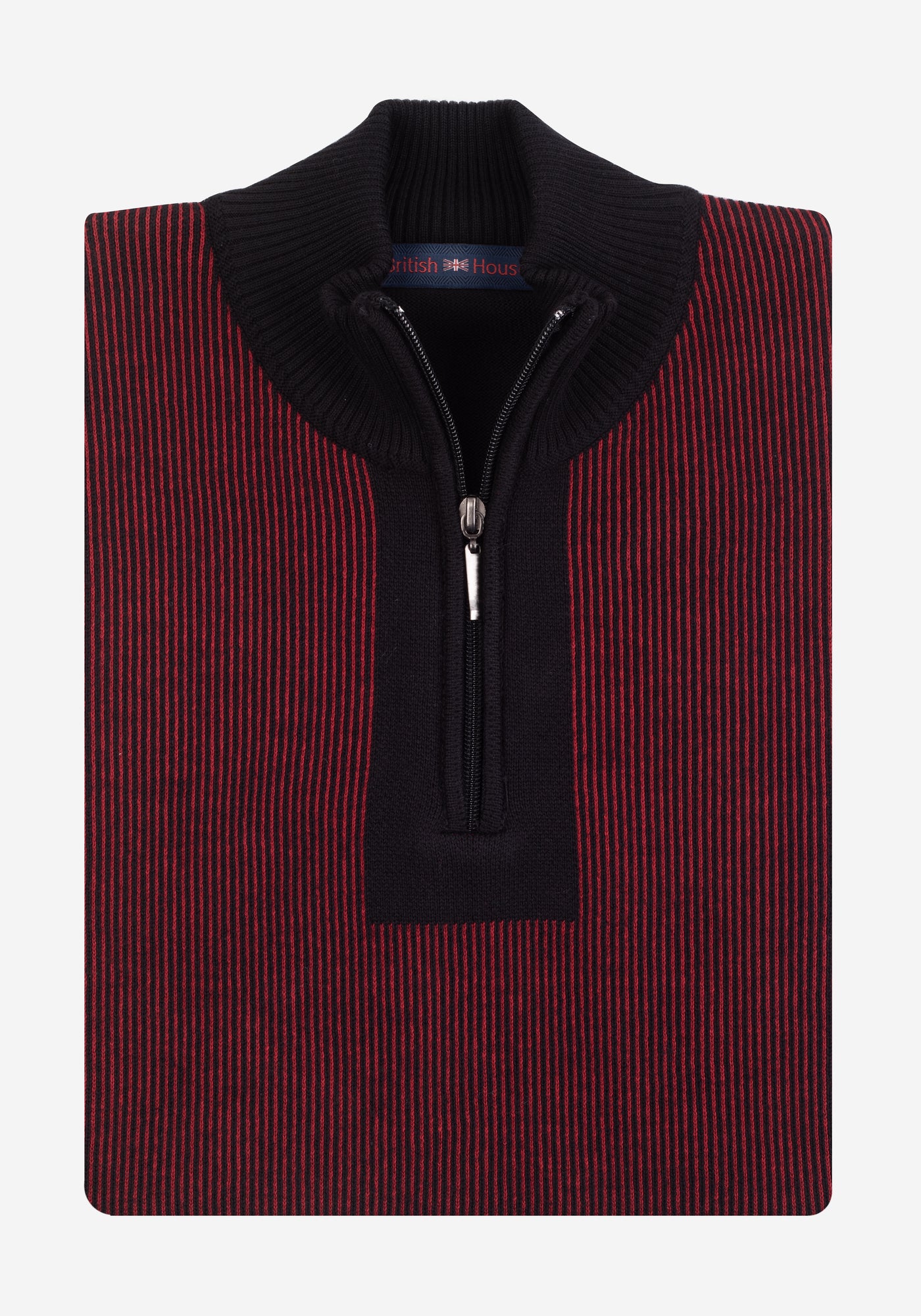Garnet Red Black Stripe Turtle Neck Pullover