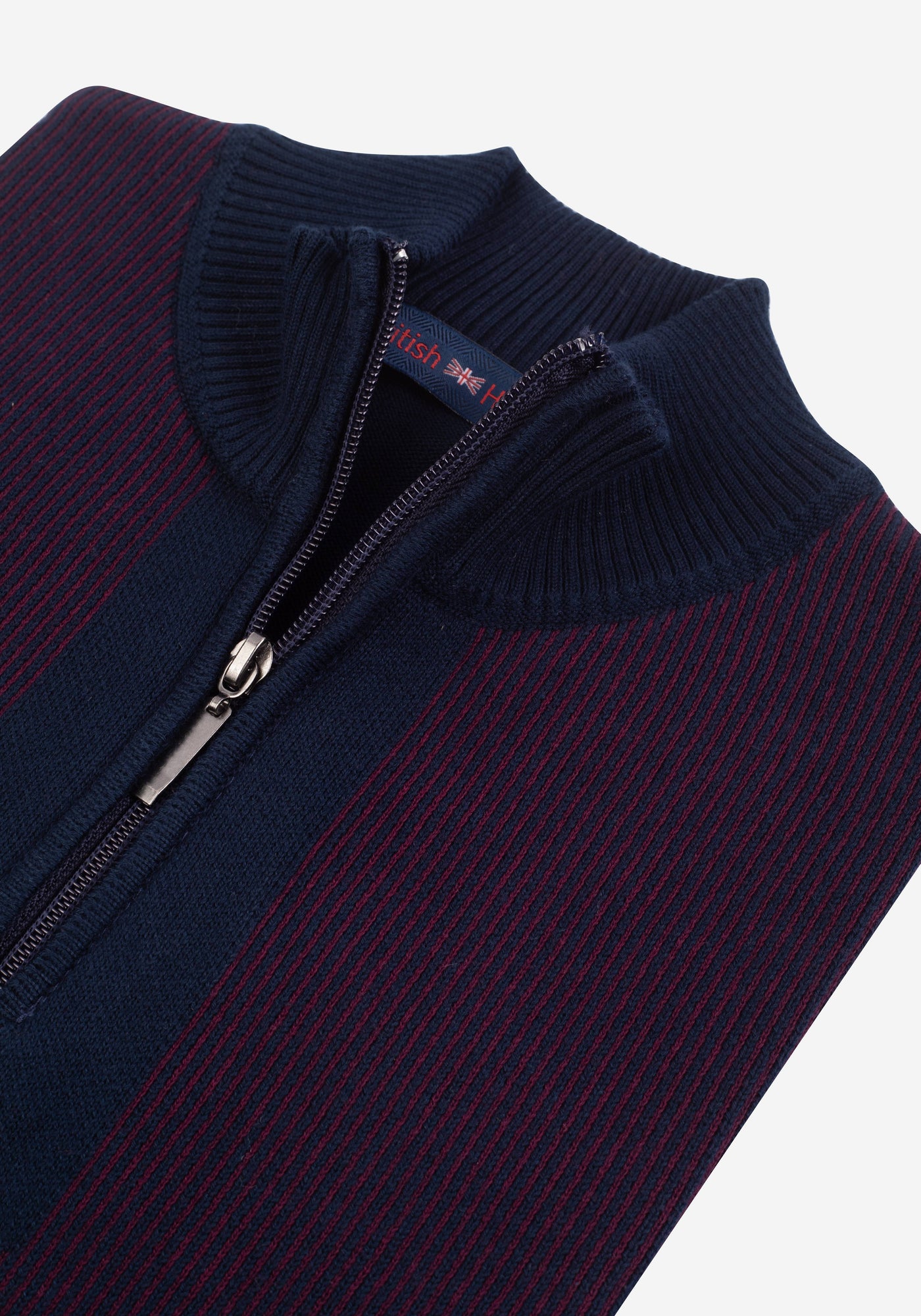 Dim Red Navy Stripe Turtle Neck Pullover