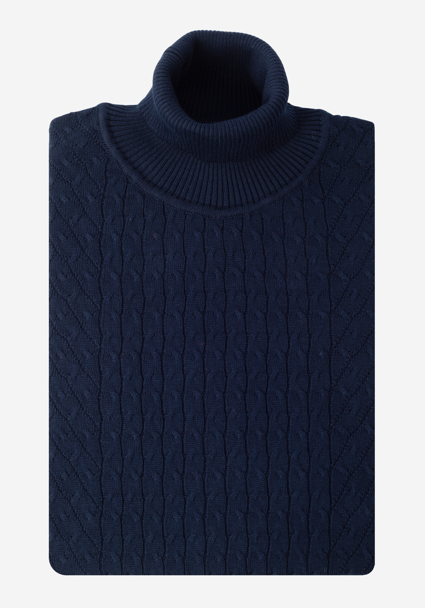 Dim Blue Braided Turtle Neck Pullover