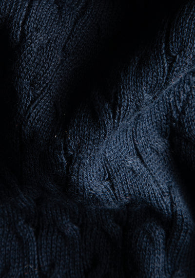 Dim Blue Braided Turtle Neck Pullover