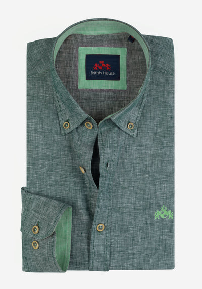 Dull Green Belgian Linen Shirt