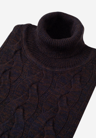 Copper Brown Braided Turtle Neck Pullover