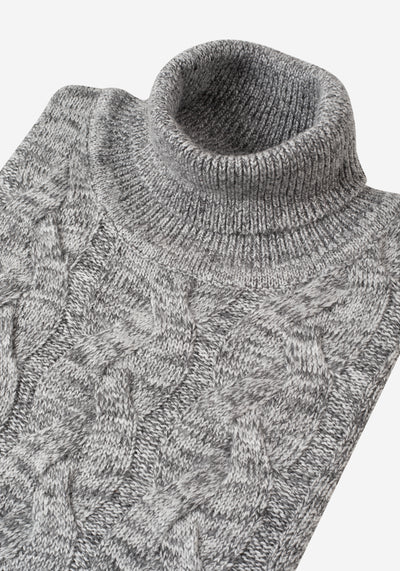 Arctic Grey Braided Turtle Neck Pullover