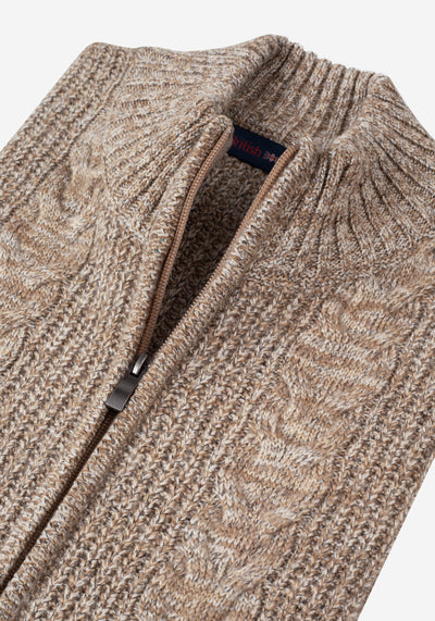 Dune Beige Braided Zipped Pullover