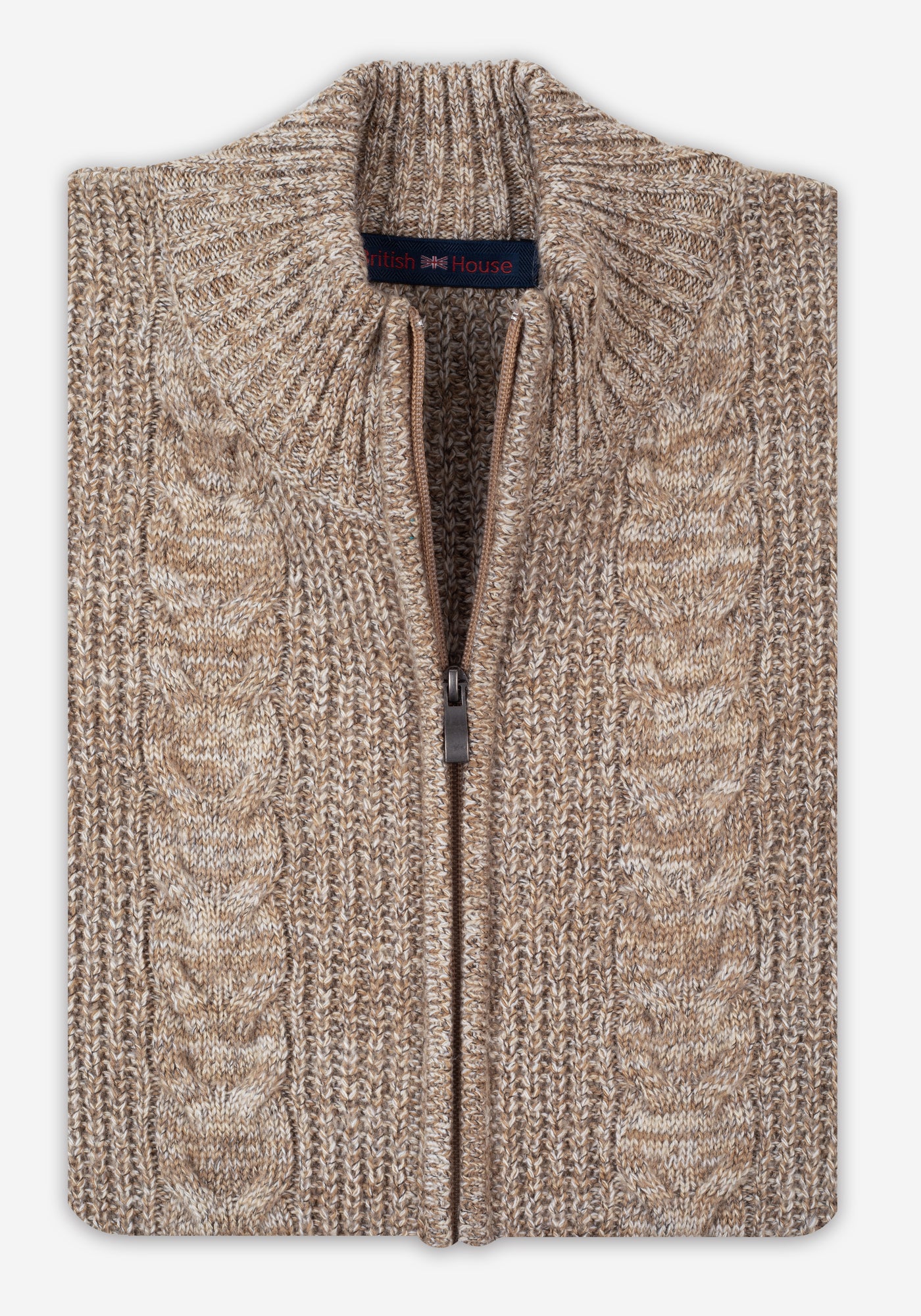 Dune Beige Braided Zipped Pullover