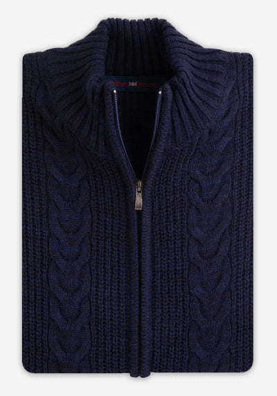 Obsidian Navy Braided Zipped Pullover