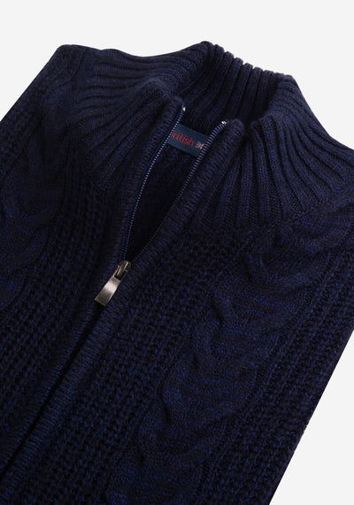Obsidian Navy Braided Zipped Pullover