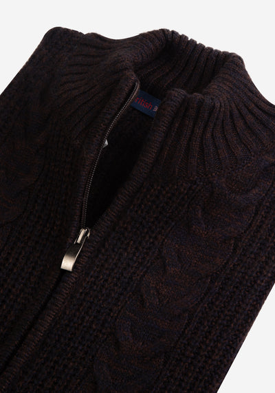 Copper Brown Braided Zipped Pullover
