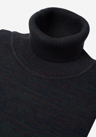 Midnight Olive Turtle Neck Melange Pullover