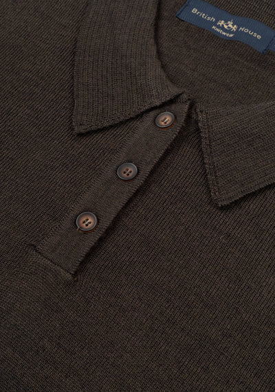 Moss Brown Italian Merino Wool Pullover