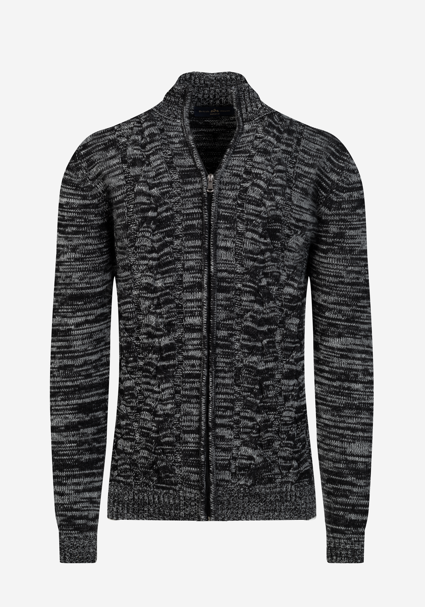 Lunar Grey Braided Zipped Pullover
