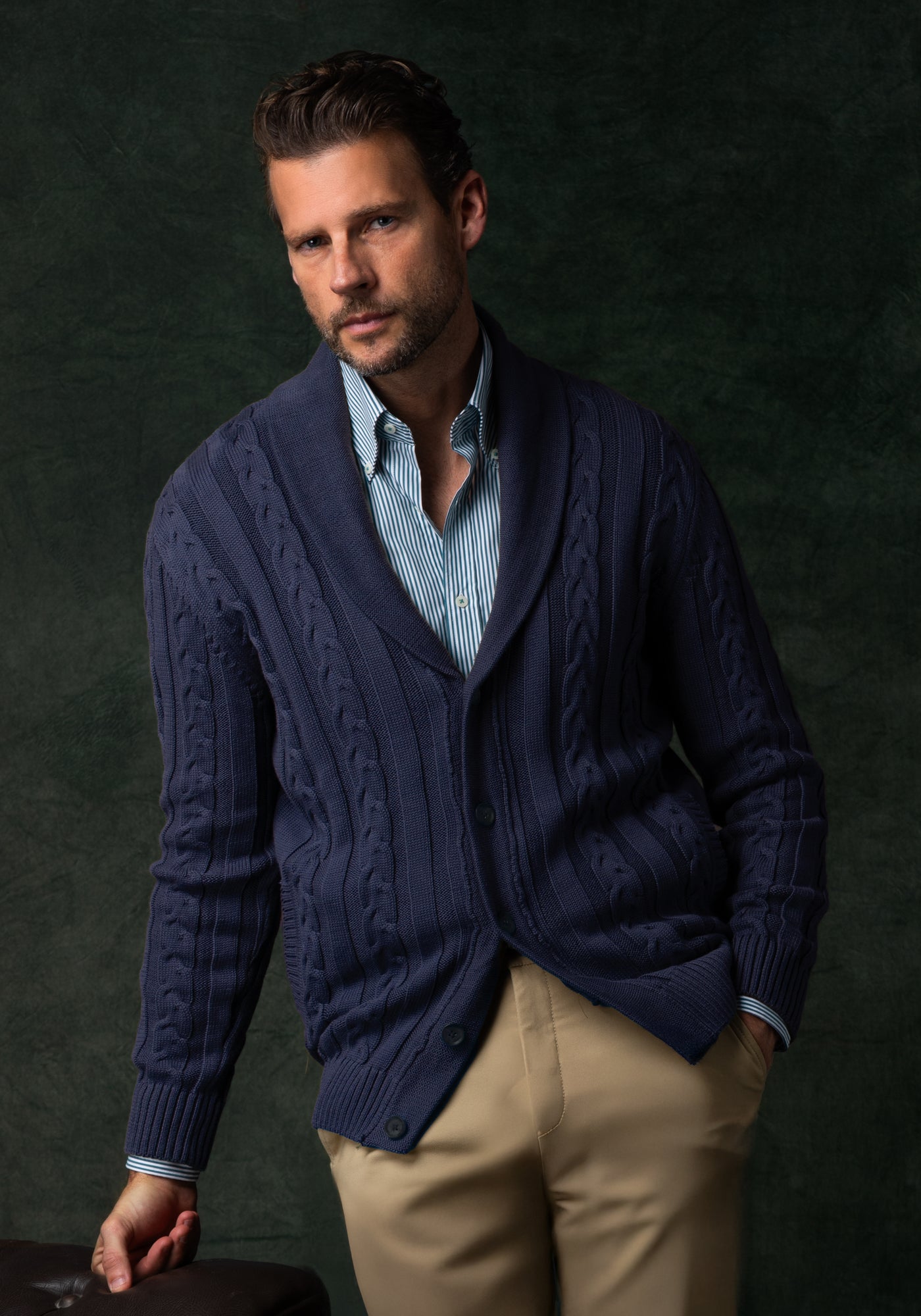 Inkstone Navy Heavy Knitted Cardigan