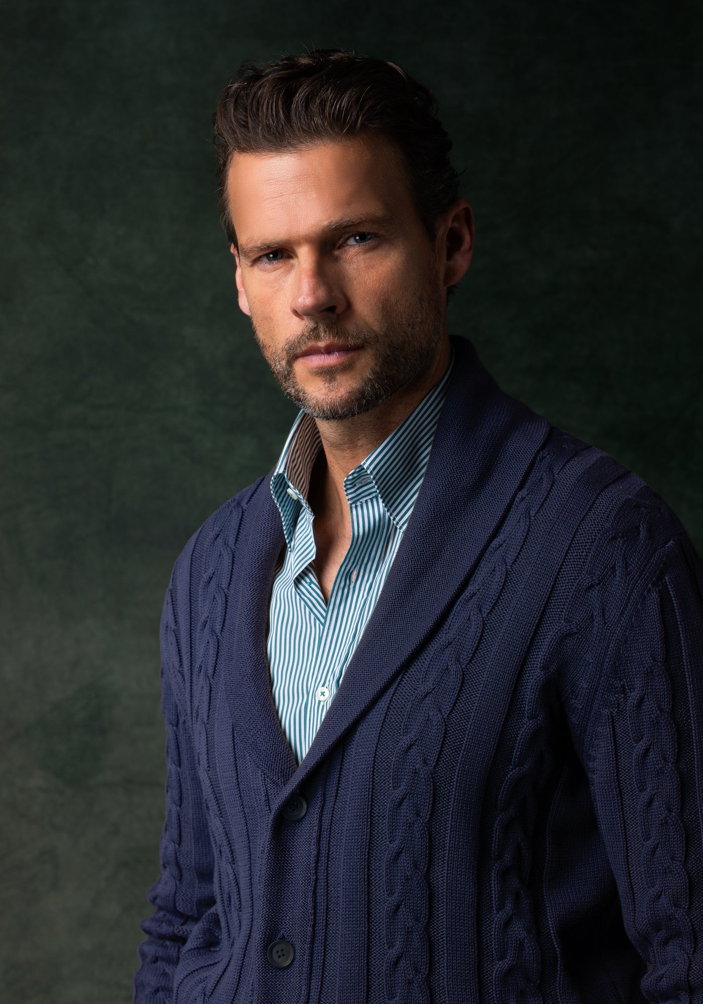 Inkstone Navy Heavy Knitted Cardigan