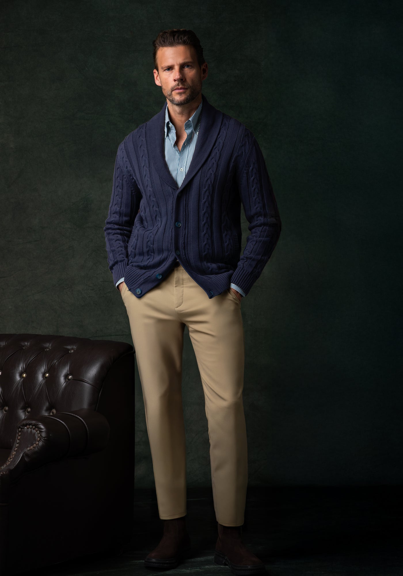 Inkstone Navy Heavy Knitted Cardigan