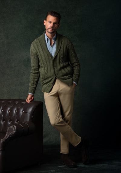 Dune Olive Heavy Knitted Cardigan
