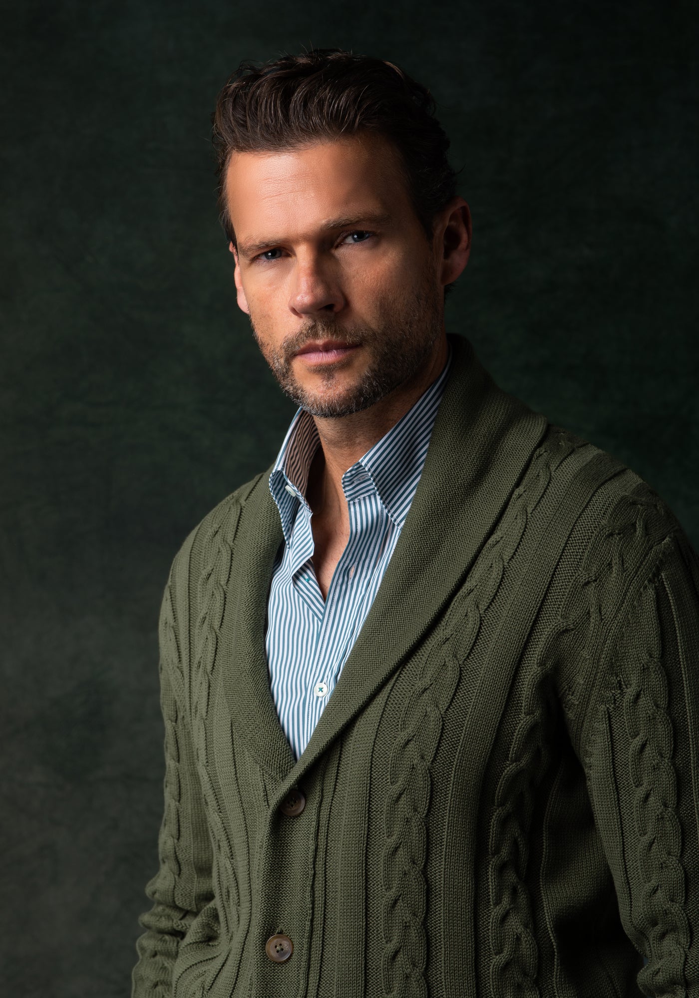 Dune Olive Heavy Knitted Cardigan